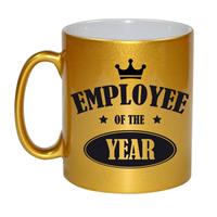 1x Stuks Collega Cadeau Mok / Beker Employee Of The Year/ Werknemer Van Het Jaar - Goud - Personeel Cadeau