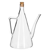 Decopatent Olie of Azijn fles glas - Met Schenktuit - Handvat - Kurk - Glazen Azijnfles of Oliefles - Oil & Vinegar - 14x14x19.5
