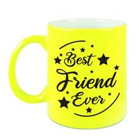 Best Friend Ever Cadeau Mok / Beker - Neon Geel - 330 Ml - Verjaardag / Bedankje - Mok Voor Vriend / Vriendin