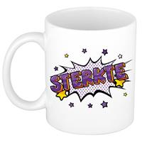 Sterkte Cadeau Koffiemok / Theebeker Wit Met Sterren - 300 Ml - Keramiek - Cadeau Beker / Sterkte Mok