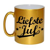 Liefste Juf Cadeau Mok 330 Ml - Goudkleurig - Juffendag/ Einde Schooljaar Cadeau