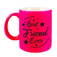 Best Friend Ever Cadeau Mok / Beker - Neon Roze - 330 Ml - Verjaardag / Bedankje - Mok Voor Vriend / Vriendin