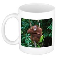 Dieren Orangoetan Foto Mok 300 Ml - Cadeau Beker / Mok Apen Liefhebber