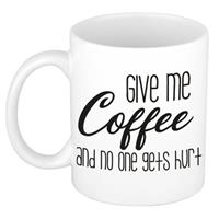 Give Me Coffee Cadeau Mok / Beker Wit - 300 Ml - Keramiek - Koffiemok Voor De Koffieliefhebber