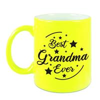 Best Grandma Ever Cadeau Mok / Beker - Neon Geel - 330 Ml - Verjaardag / Bedankje - Mok Voor Oma