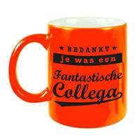 Collega Cadeau Mok / Beker Bedankt Je Was Een Fantastische Collega - Neon Oranje - Afscheid / Pensioen Cadeau