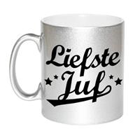 Liefste Juf Cadeau Mok 330 Ml - Zilverkleurig - Juffendag/ Einde Schooljaar Cadeau