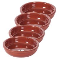 4x Tapas Schaal Bruin/ Terracotta 16 Cm - Tapas/creme Brulee Ovenschalen/serveerschalen