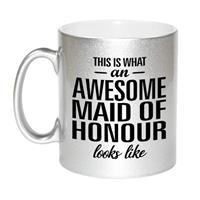 This Is What An Awesome Maid Of Honour Looks Like Tekst Cadeau Mok / Beker - Zilver - 330 Ml - Bruiloft Getuige Kado