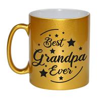 Best Grandpa Ever Cadeau Koffiemok / Theebeker - Goudkleurig - 330 Ml - Verjaardag / Bedankje - Mok Voor Opa