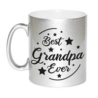 Best Grandpa Ever Cadeau Koffiemok / Theebeker - Zilverkleurig - 330 Ml - Verjaardag / Bedankje - Mok Voor Opa