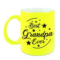 Best Grandpa Ever Cadeau Mok / Beker - Neon Geel - 330 Ml - Verjaardag / Bedankje - Mok Voor Opa