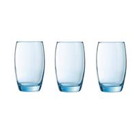 12x Stuks Waterglazen/drinkglazen Transparant Blauw 350 Ml - Glazen - Drinkglas/waterglas/sapglas