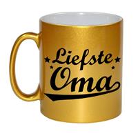 Liefste Oma Tekst Cadeau Mok / Beker - 330 Ml - Goudkleurig - Kado Koffiemok / Theebeker