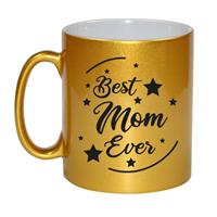 Best Mom Ever Cadeau Koffiemok / Theebeker - Goudkleurig - 330 Ml - Verjaardag / Moederdag / Bedankje