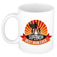 Supermom Best Mom Ever Mok Wit- 300 Ml - Cadeau Mok / Beker - Moederdag / Verjaardag - Mama / Heldin Met Cape