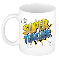 Super Teacher Cadeau Mok / Beker - Wit - Strip Stijl / Popart - Bedankt Cadeau - Juf / Meester / Leraar/ Lerares