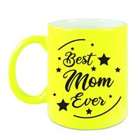 Best Mom Ever Cadeau Mok / Beker - Neon Geel - 330 Ml - Verjaardag / Moederdag / Bedankje