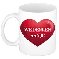 We Denken Aan Je Cadeau Koffiemok / Theebeker Wit - 300 Ml - Keramiek - Cadeau Beker / Beterschap Wensen