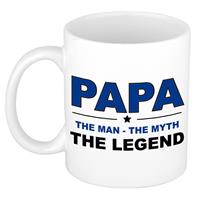 Papa The Man The Myth The Legend Cadeau Mok / Beker Wit - 300 Ml - Verjaardag / Vaderdag - Kado Koffiemok / Theebeker