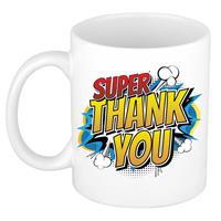 Super Thank You Cadeau Mok / Beker - Wit - Strip Stijl / Popart - Super Bedankt Cadeau