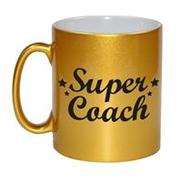 Super Coach Tekst Cadeau Mok / Beker - 330 Ml - Goudkleurig - Kado Koffiemok / Theebeker