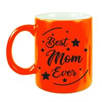 Best Mom Ever Cadeau Mok / Beker - Neon Oranje - 330 Ml - Verjaardag / Moederdag / Bedankje