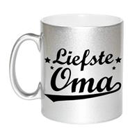 Liefste Oma Tekst Cadeau Mok / Beker - 330 Ml - Zilverkleurig - Kado Koffiemok / Theebeker