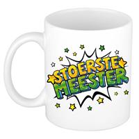 Stoerste Meester Cadeau Koffiemok / Theebeker Wit Met Sterren - 300 Ml - Keramiek - Cadeau Beker / Waardering Mok