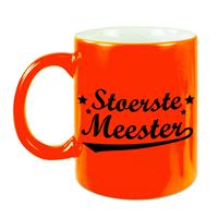 Stoerste Meester Cadeau Mok - 330 Ml - Neon Oranje - Meesterdag/einde Schooljaar Cadeau