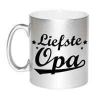 Liefste Opa Tekst Cadeau Mok / Beker - 330 Ml - Zilverkleurig - Kado Koffiemok / Theebeker