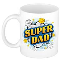 Super Dad Cadeau Mok / Beker - Wit - Retro Stijl / Popart - Cadeau Voor Papa / Vaderdag