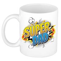 Super Dad Cadeau Mok / Beker - Wit - Strip Stijl / Popart - Cadeau Voor Vaderdag / Papa