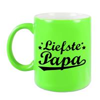 Liefste Papa Tekst Cadeau Mok / Beker - Neon Groen - 330 Ml - Verjaardag / Vaderdag