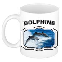 Dieren Liefhebber Dolfijn Groep Mok 300 Ml - Kerramiek - Cadeau Beker / Mok Dolfijnen Liefhebber