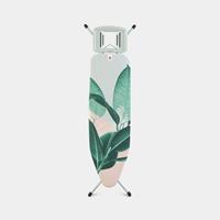 Brabantia Strijkplank B, 124x38 Cm Tropical Leaves Met Solide Strijkijzerhouder - Mint