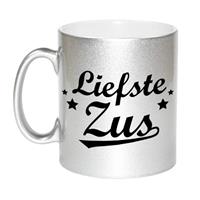 Liefste Zus Tekst Cadeau Mok / Beker - 330 Ml - Zilverkleurig - Kado Koffiemok / Theebeker