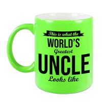 Oom Cadeau Mok / Beker This Is What The Worlds Greatest Uncle Looks Like - Neon Groen - Verjaardag / Bedankje