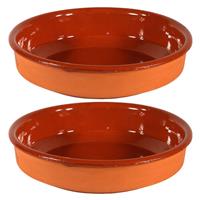 2x Tapas Schalen Bruin/ Terracotta Groot 40 Cm - Tapas Serveerschalen/borden/ovenschalen