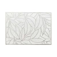 6x Placemats/onderleggers Zilveren Bladeren 30 X 45 Cm - Tafel Dekken - Zilveren Tafeldecoratie
