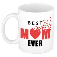 Best Mom Ever Mok Wit Met Roze Hart - 300 Ml - Moeder Cadeau Mok / Beker - Moederdag / Verjaardag