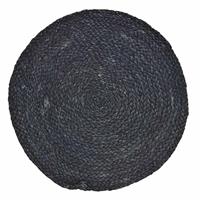 6x Placemats Rond Rotan Handgemaakt Zwart 38 Cm - Natuurlijke Placemats/onderleggers Tafeldecoratie - Tafel Dekken