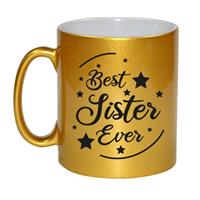 Best Sister Ever Cadeau Koffiemok / Theebeker - Goudkleurig - 330 Ml - Verjaardag / Bedankje - Kado Voor Zus / Zusje