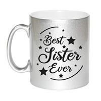 Best Sister Ever Cadeau Koffiemok / Theebeker - Zilverkleurig - 330 Ml - Verjaardag / Bedankje - Kado Voor Zus / Zusje