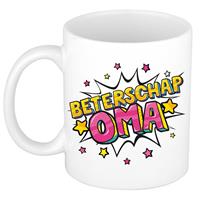 Beterschap Oma Cadeau Koffiemok / Theebeker Wit Met Sterren - 300 Ml - Keramiek - Cadeau Beker / Beterschap Mok
