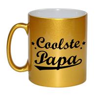 Coolste Papa Tekst Cadeau Mok / Beker - Goud - Vaderdag - 330 Ml