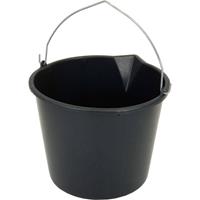 1x Stuks Stevige Zwarte Huishoud Emmers 16 Liter Met Tuit - Klusemmers/bouwemmers/schoonmaakemmers