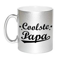 Coolste Papa Tekst Cadeau Mok / Beker - Zilver - Vaderdag - 330 Ml