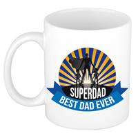 Superdad Best Dad Ever Mok Wit- 300 Ml - Vaderdag Cadeau Beker - Kado Papa / Vader