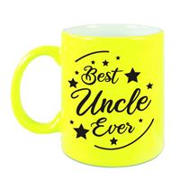 Best Uncle Ever Cadeau Mok / Beker - Neon Geel - 330 Ml - Verjaardag / Bedankje Oom